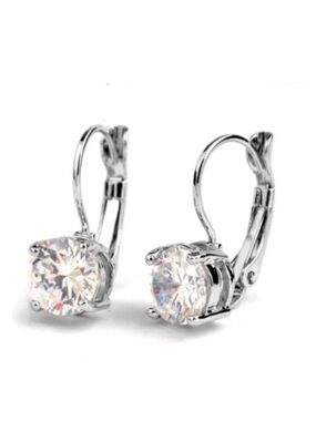 Swarovski Elements 925 Sterling Silver 2.0 ct Round Solitaire Drop Earrings NEW